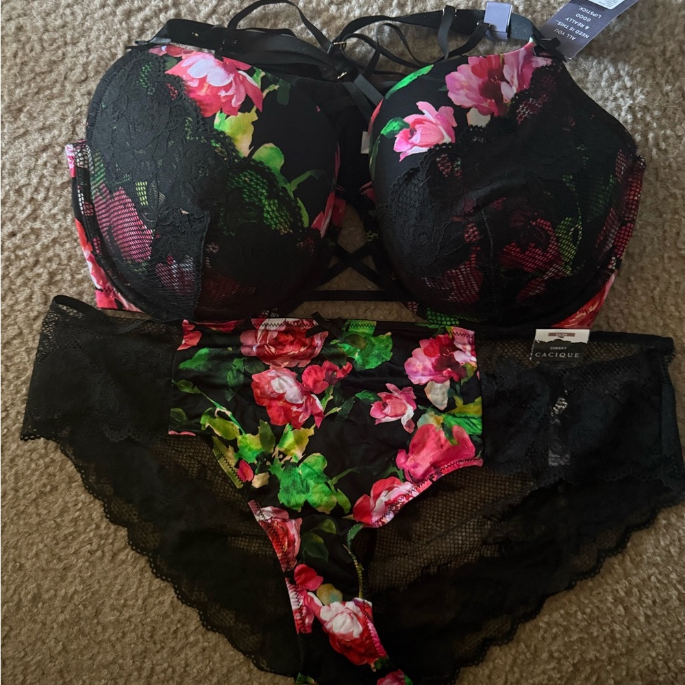 Cacique Boost Balconette Bra 42F and Cheeky Panty 22/24